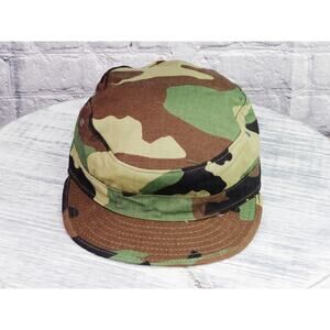 US Military Issue BDU Woodland Camo Hot Weather Cap Hat Sz 7 1/4